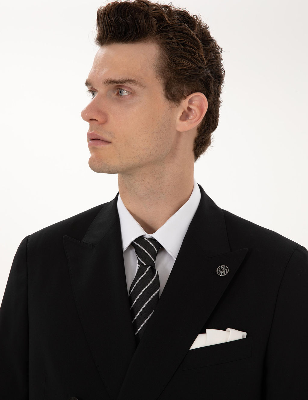 Siyah Ex. Slim Fit %100 Y_n Kruvaze Tak_m Elbise