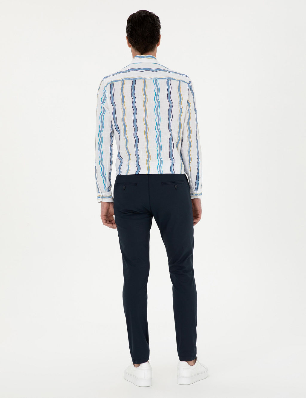 Темно-синие брюки узкого кроя из плотной ткани - Cacharel фото 4