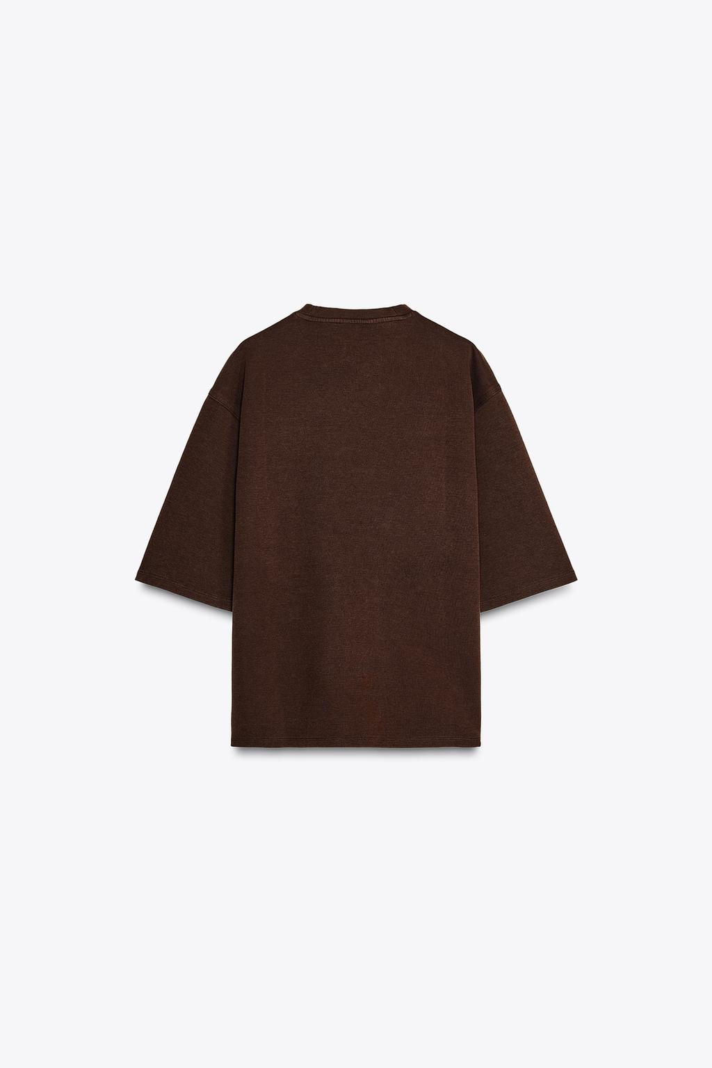 WASHED EFFECT INTERLOCK T-SHIRT - Zara фото 8