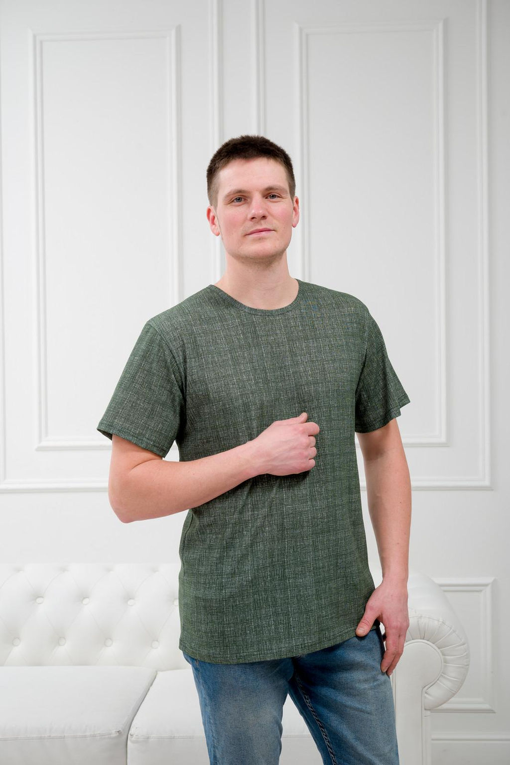 Футболка мужская из кулирки олива - Амадэль фото 7