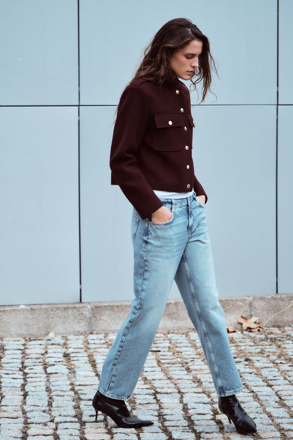 Z1975 MID-WAIST STRAIGHT CROPPED JEANS - Zara фото 9