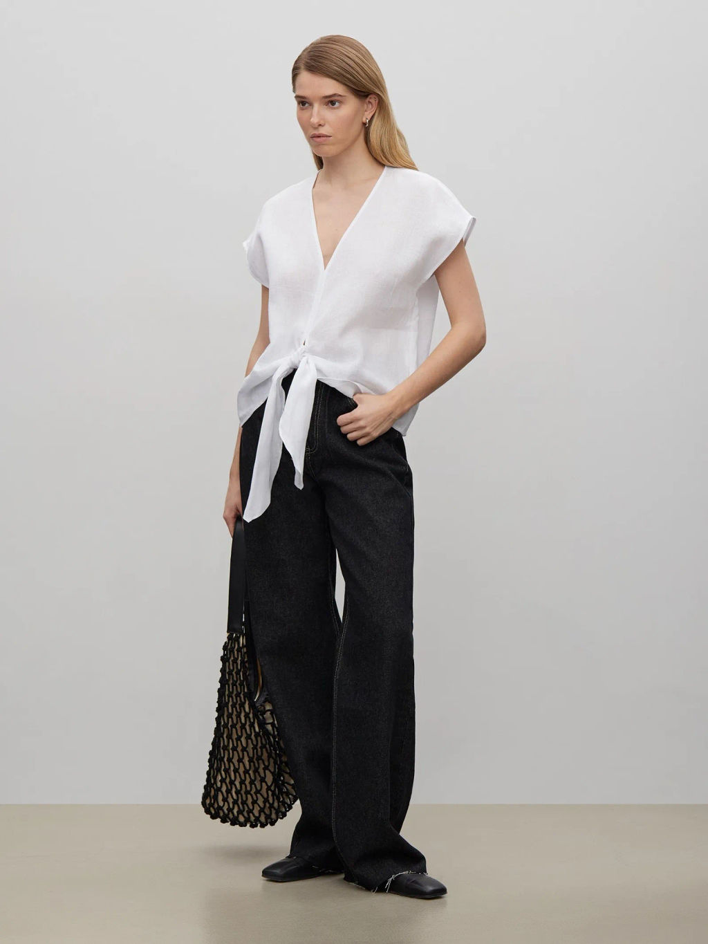 Блузка с бантом, B3034/magnolia