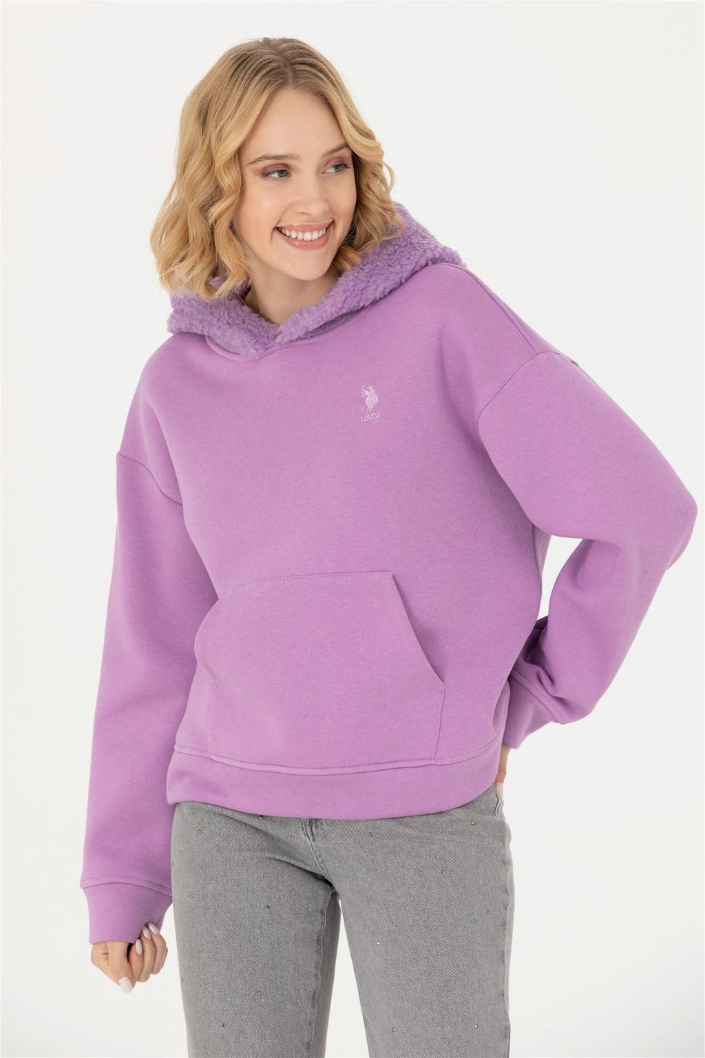 U. S. Polo Assn Женская сиреневая толстовка с капюшоном - U.s. polo assn фото 8