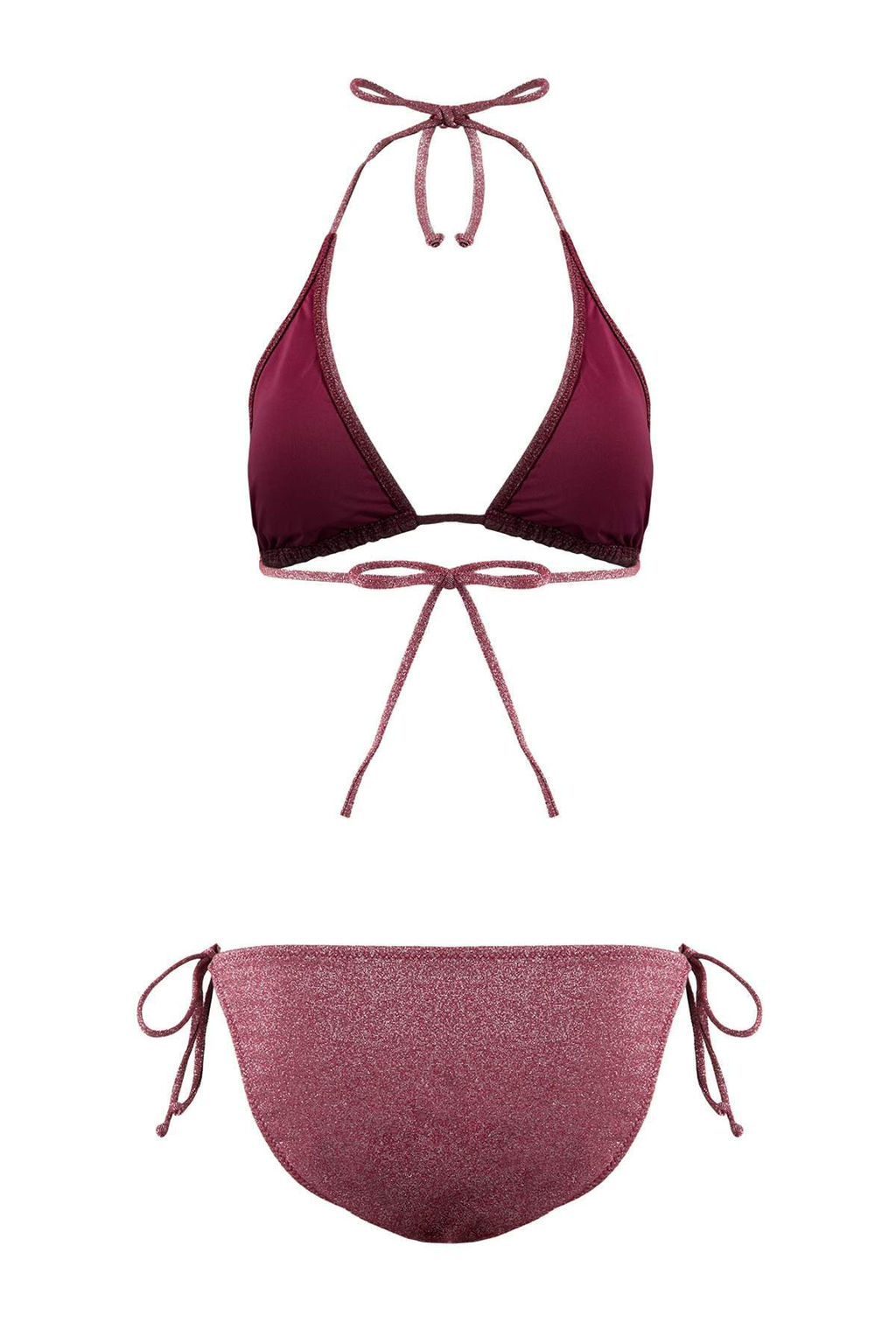 Bordo Simli Ucgen Kapl? Aksesuarl? Normal Bel Regular Bikini Tak?m? TBESS26BT00053 - Trendyolmilla фото 2