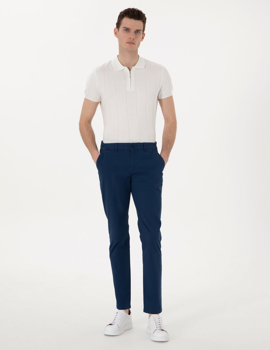_ndigo Slim Fit Beli Lastikli Kanvas Pantolon