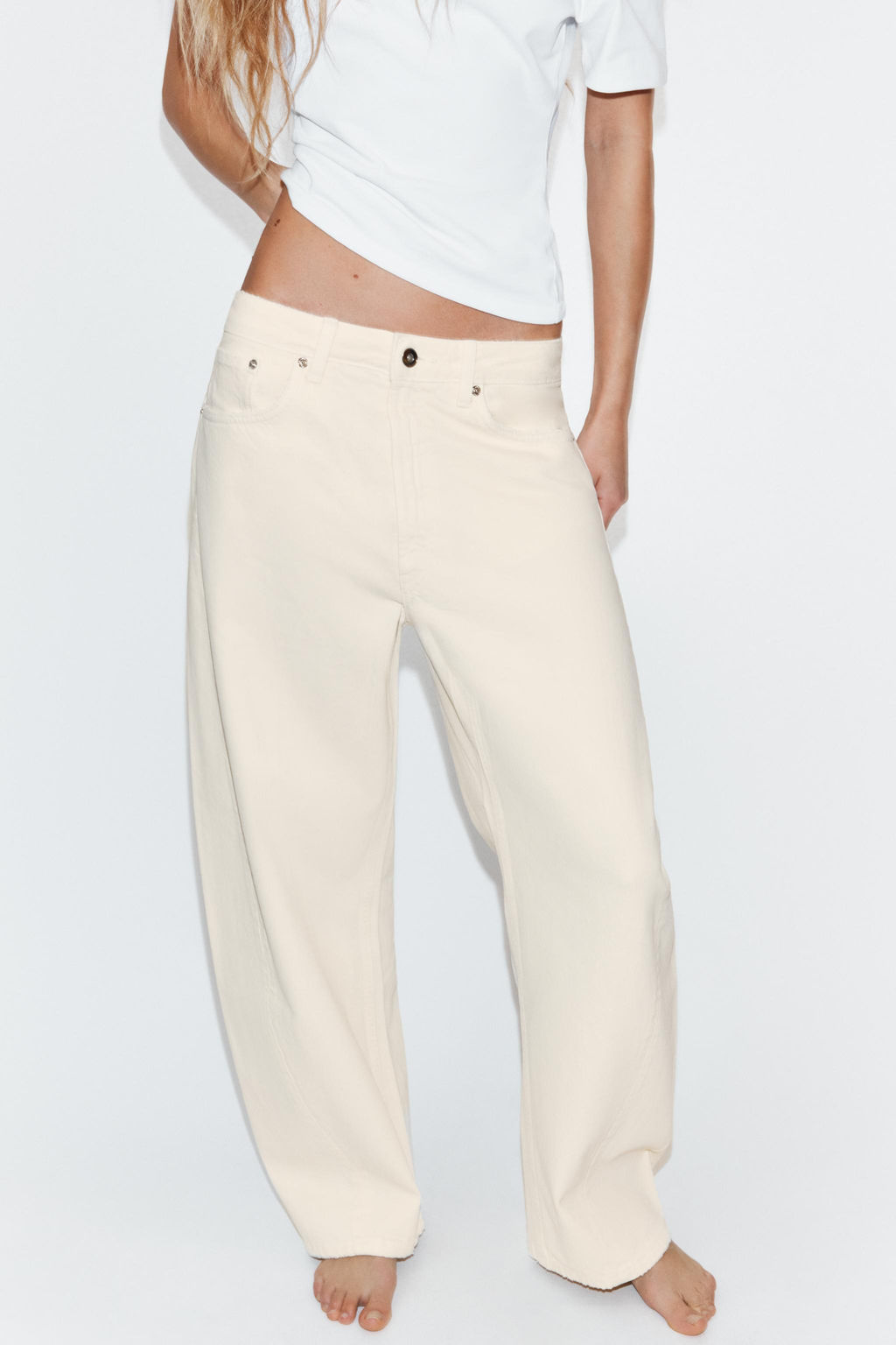 JEANS TRF BAGGY BALLOON TIRO MEDIO / Blanco roto - Zara фото 7