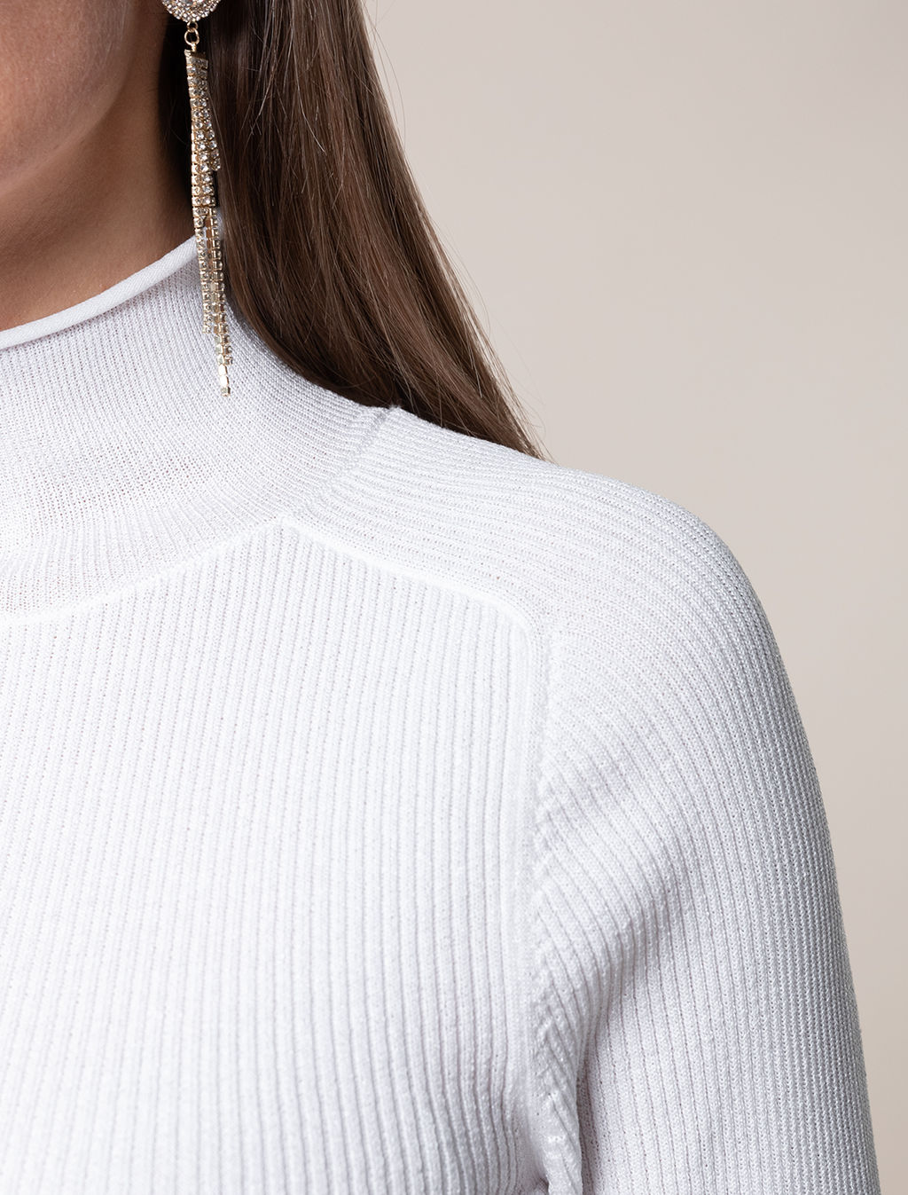 VILATTE / Свитер из вискозы в рубчик с мягким люрексом  фото 4