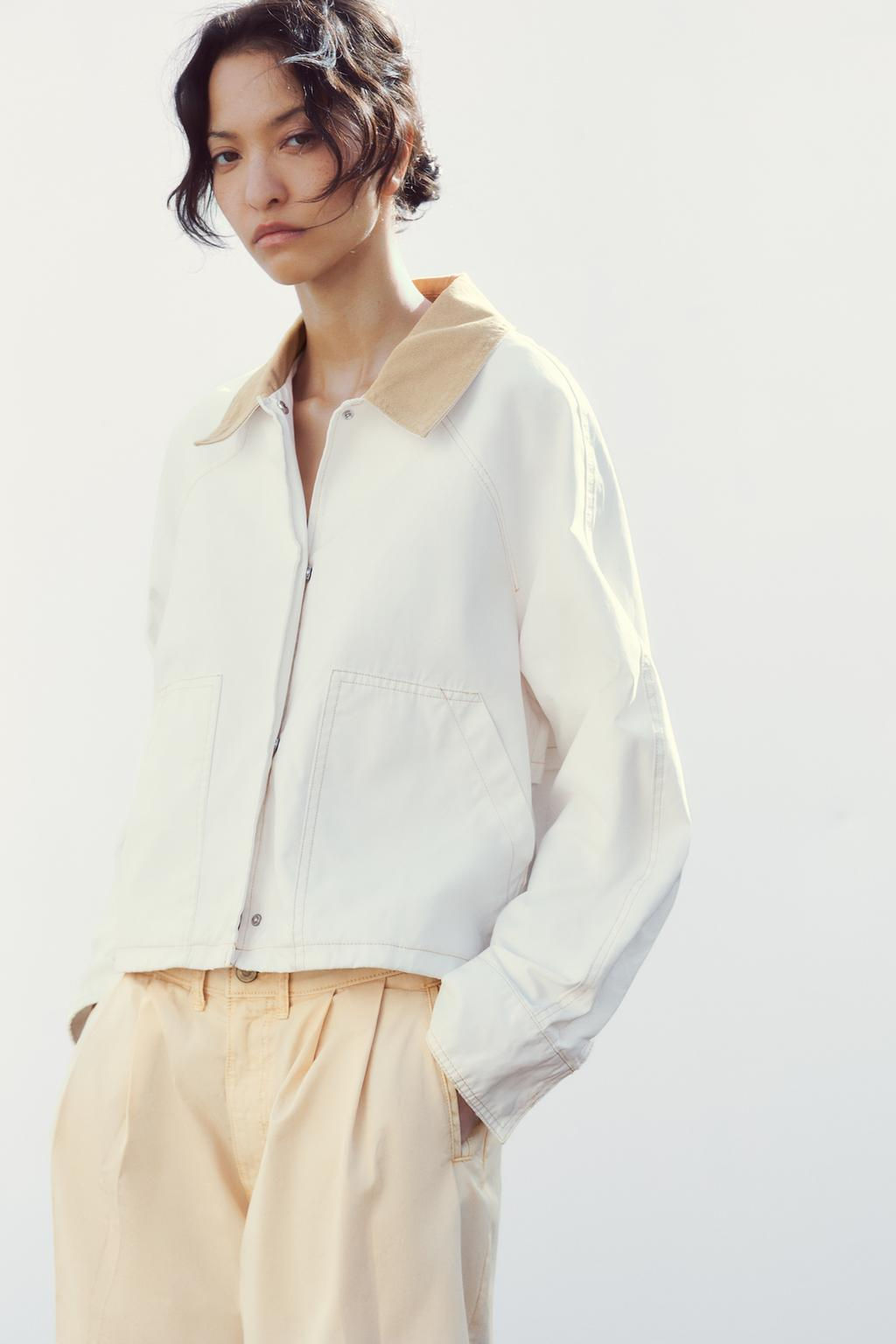 WAXED JACKET WITH CONTRAST COLLAR - Zara фото 4