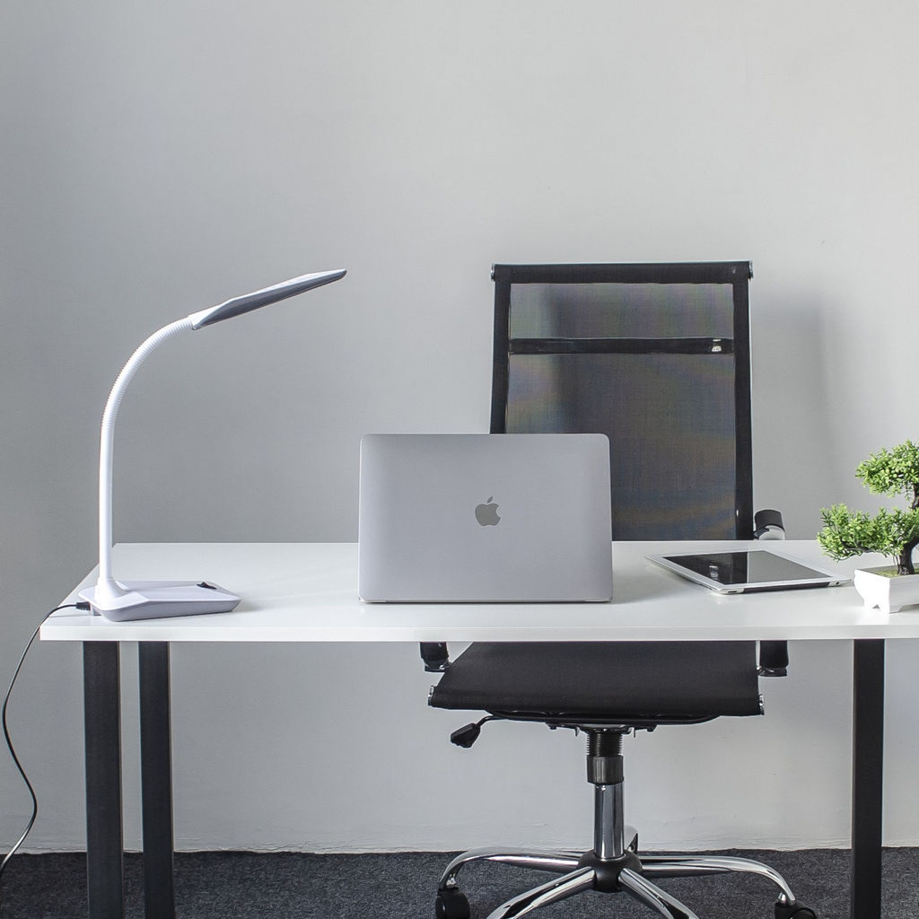TLD-545 Grey-White/LED/350Lm/3500K Светильник настольный, 4W. Механический выключатель. Серый с белым. ТМ Uniel