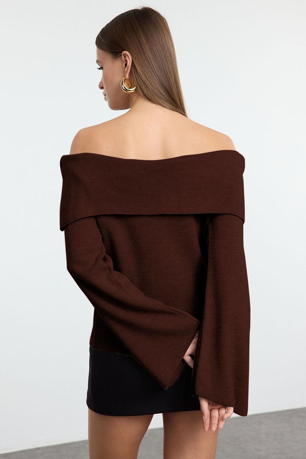 Bordo Gul Detayl? Carmen Yaka Triko Kazak TWOAW25KZ00373 - Trendyolmilla фото 21