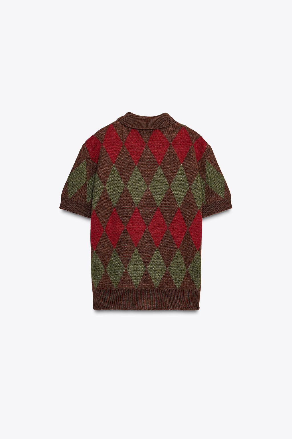 ARGYLE KNIT POLO CARDIGAN - Zara фото 6