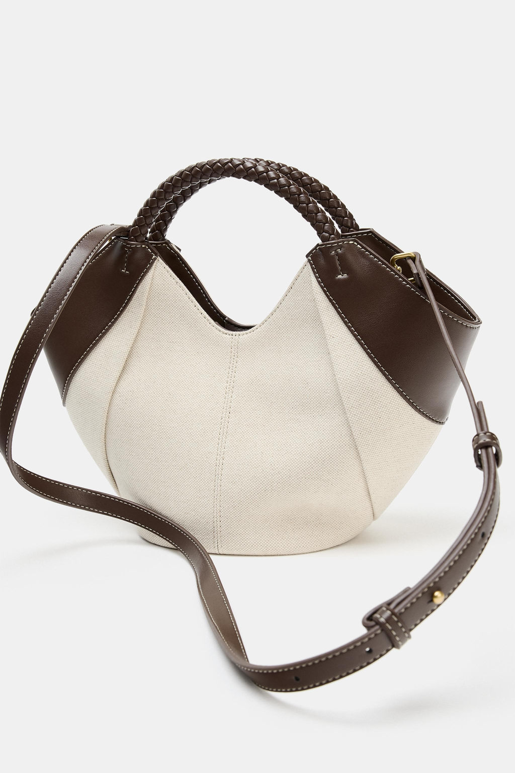 BOLSO MINI SHOPPER CANVAS / Beige claro - Zara фото 6