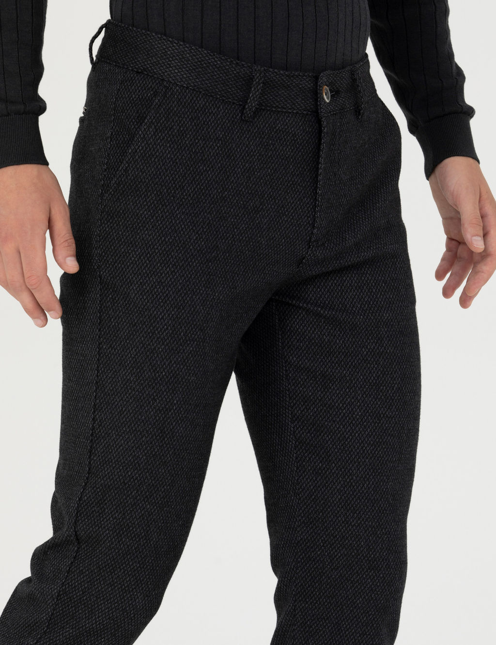 Siyah Slim Fit Kanvas Pantolon