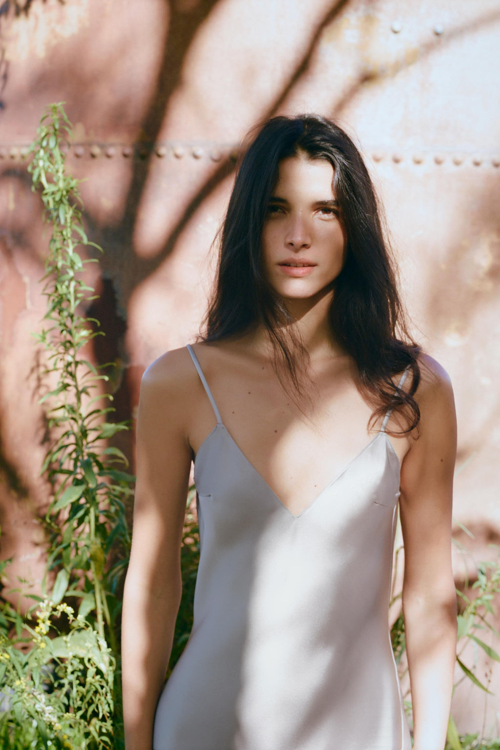 ASYMMETRIC SATIN LACE DRESS