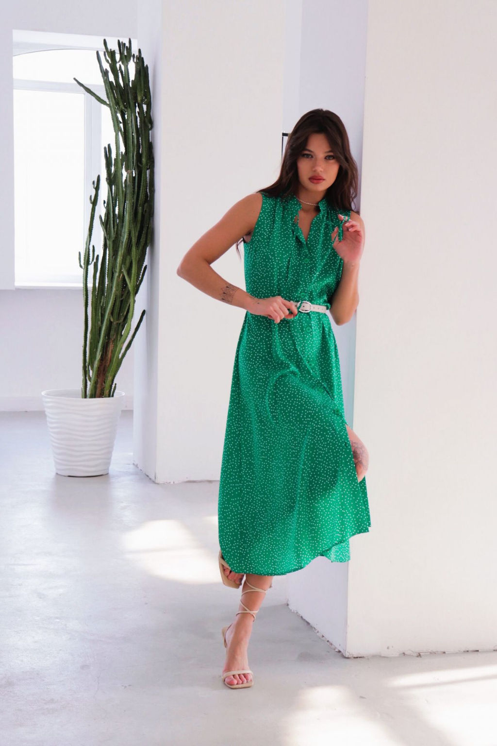 Платье, как из к/ф Красотка, зелёное в горошек - Martichelli фото 4
