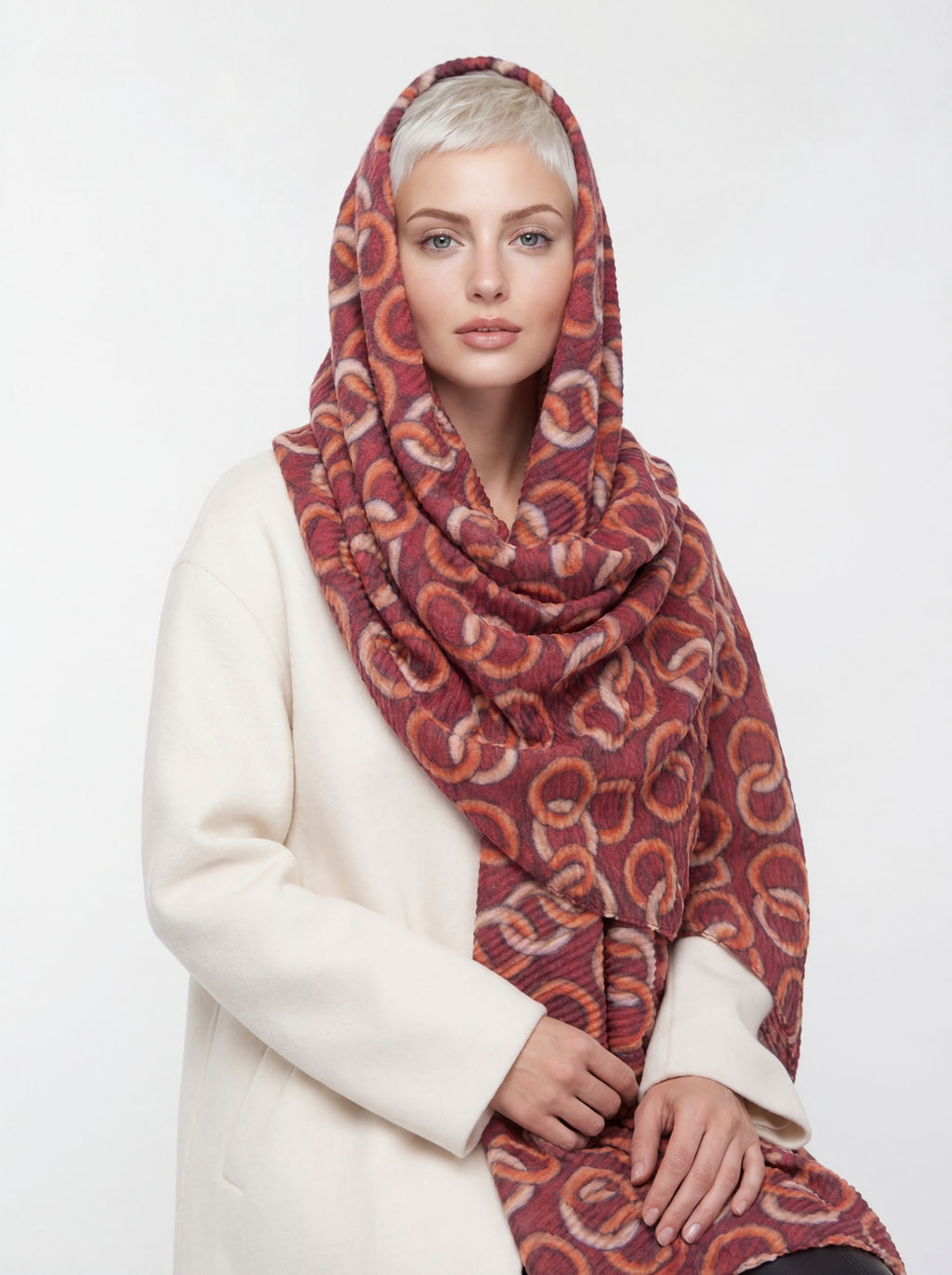 Большой, мягкий, тонкий и очень нежный двусторонний палантин с рисунком - Tantino фото 8