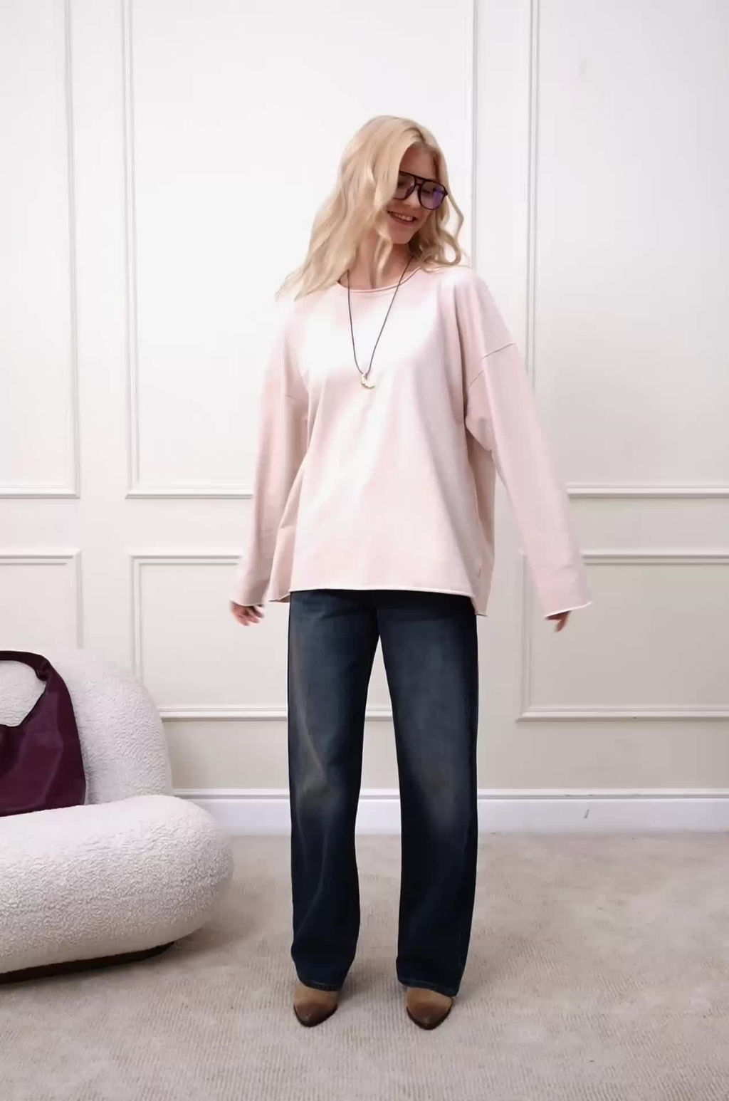 Женский лонгслив оверсайз из футера двухнитки Happyfox