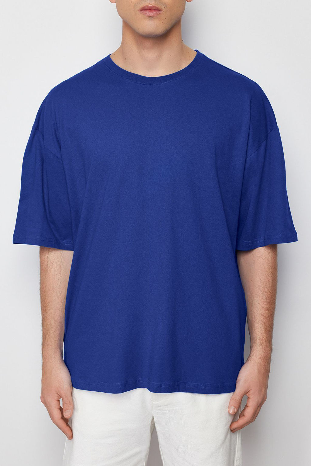 Mavi Oversize/Genis Kesim %100 Pamuklu K?sa Kollu Basic T-Shirt TMNSS22TS0318