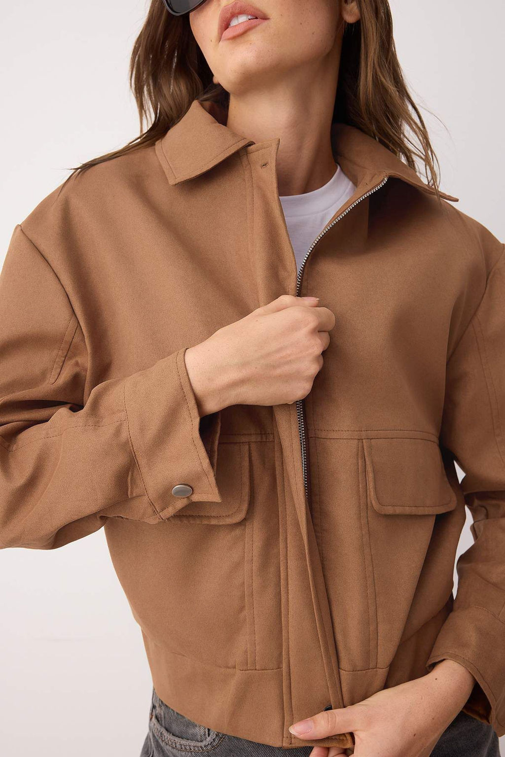 Kahverengi Oversize Kal?p Suet Bomber Ince Ceket Mont TWOAW26MO00126 - Trendyolmilla фото 2