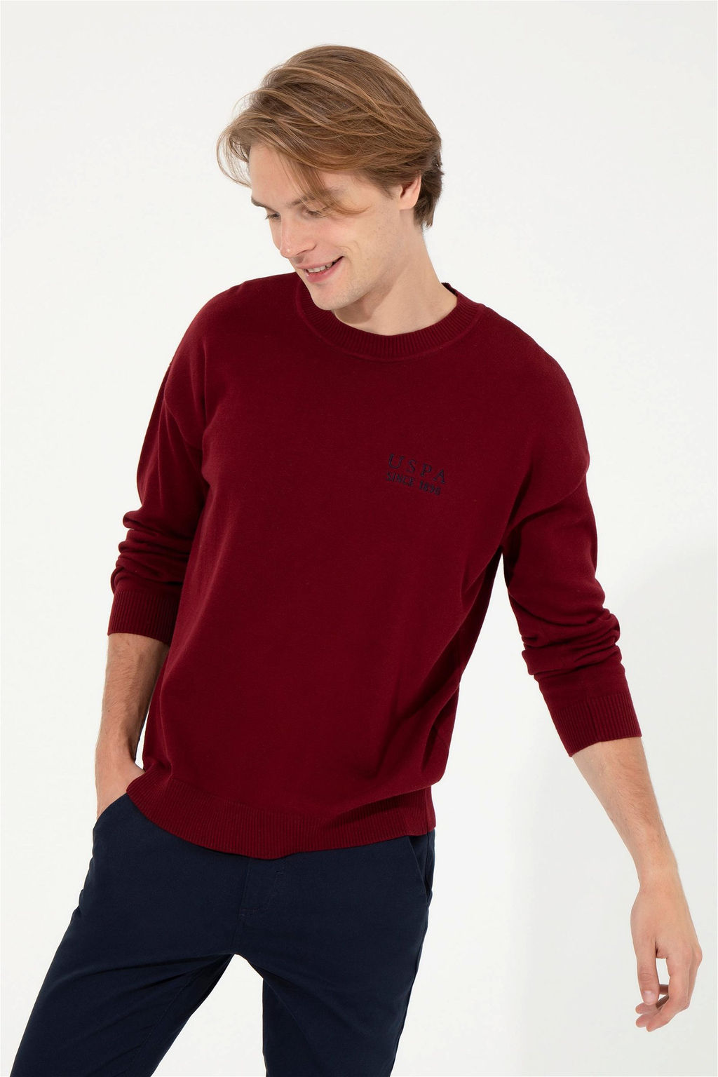 U. S. Polo Assn Мужской бордовый трикотаж с круглым вырезом - U.s. polo assn фото 9