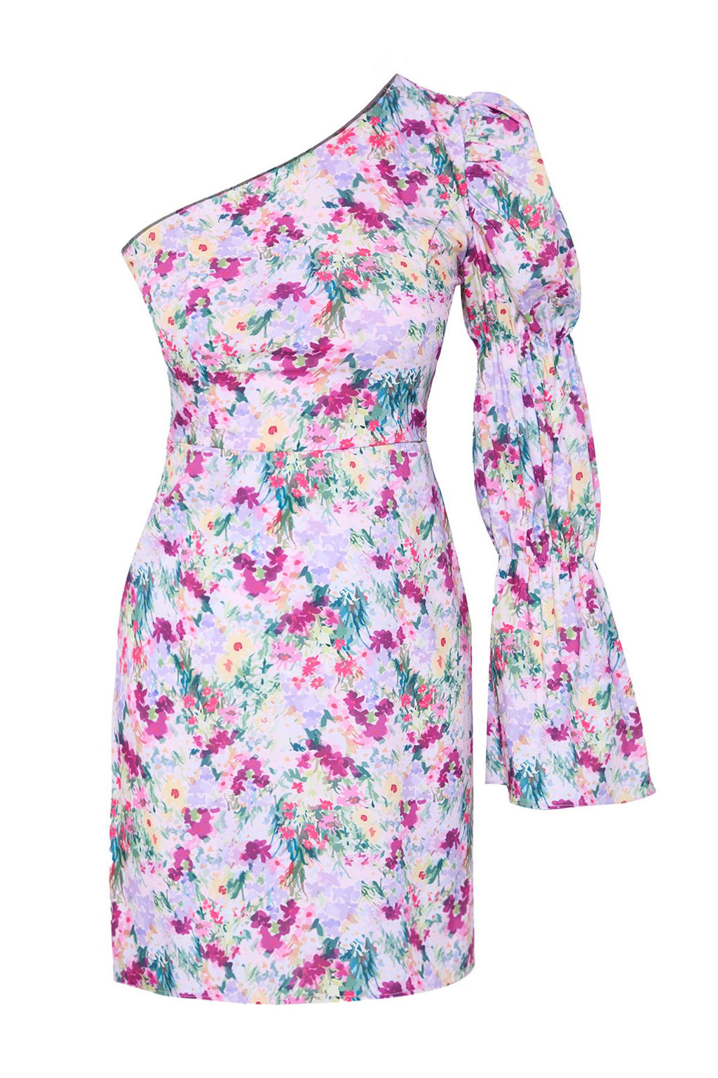 TRENDYOLMILLA Turuncu Vucuda Oturan Astarl? Cicek Desenli Dokuma Poplin K?sa S?k Abiye Elbise TPRSS22EL1280 фото 9