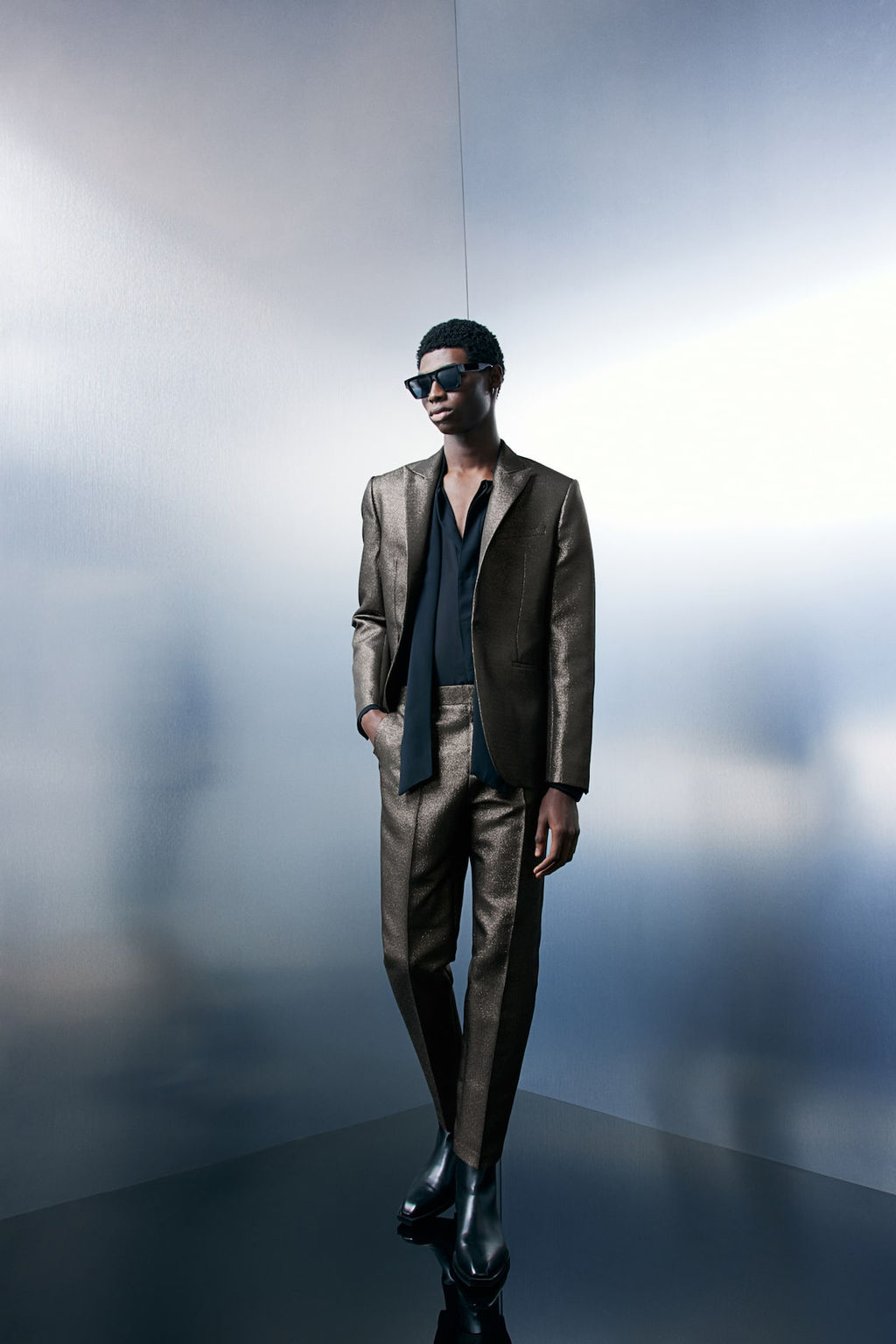 Pantalon de traje brillante Slim Fit - H&m фото 3