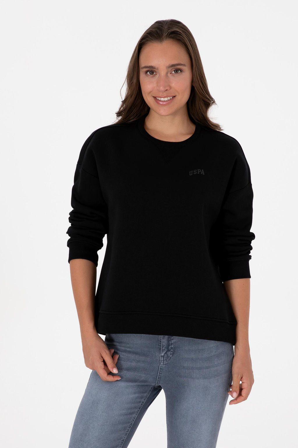 Kad_n Siyah _ardonlu Bisiklet Yaka Basic Sweatsh_rt Sepette S_rpriz _ndirim