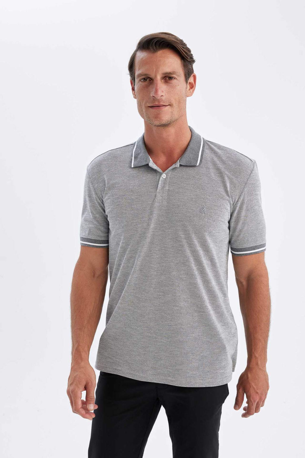 New Regular Fit K?sa Kollu Pike Polo Tisort - Defacto фото 8
