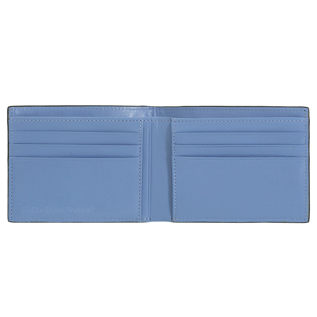 Итальянский кожаный кошелёк DuDu серии Caprera | черно-голубой - Dudubags фото 3