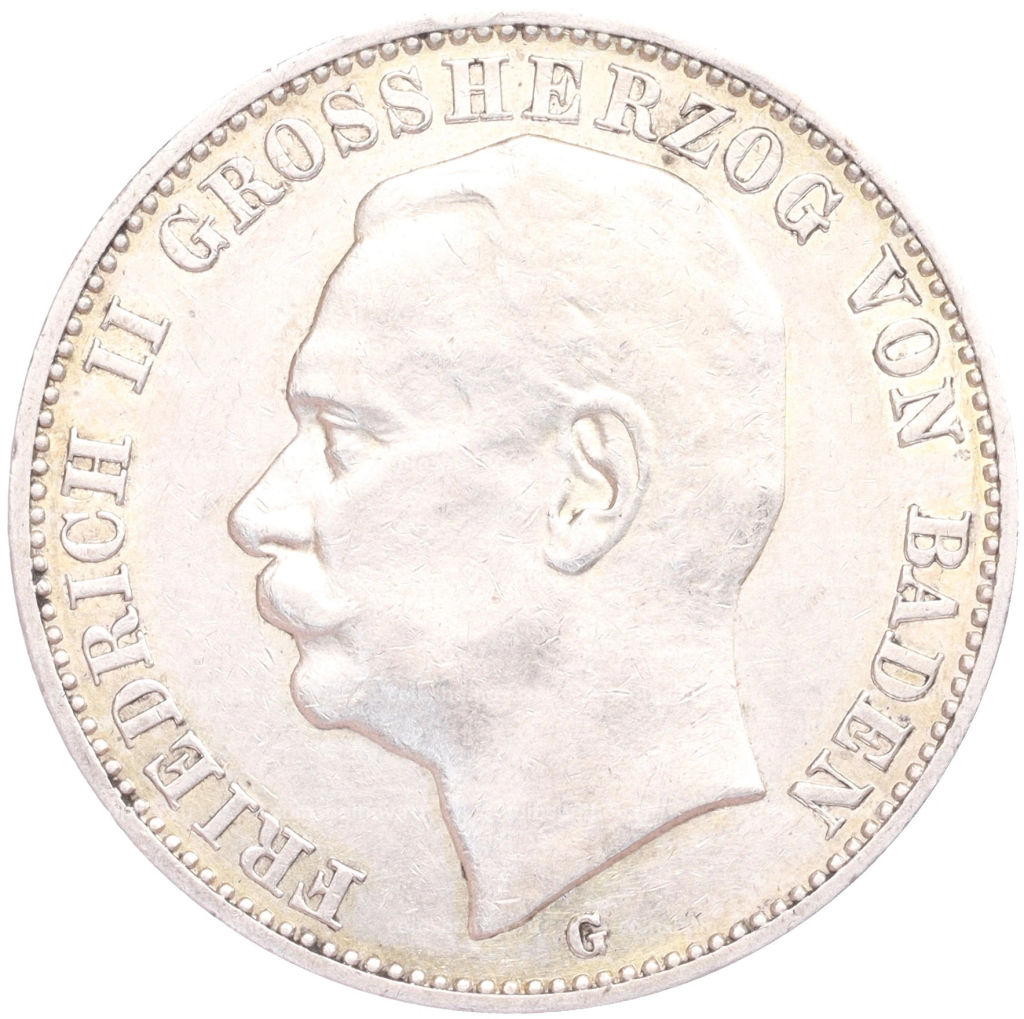 Монета 3 марки 1912 года G Германия (Баден)