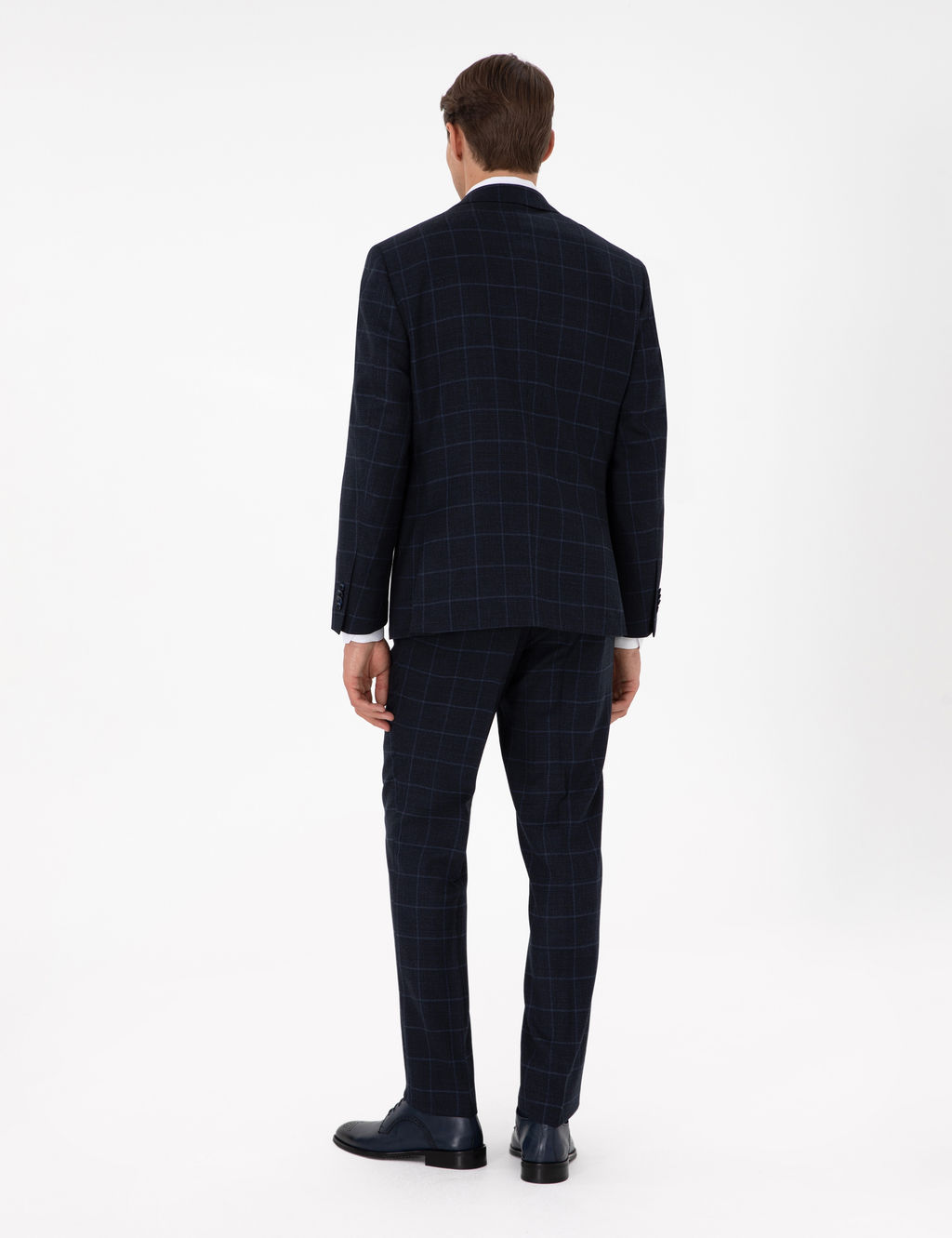 Lacivert Slim Fit Ekose Y_nl_ Tak_m Elbise