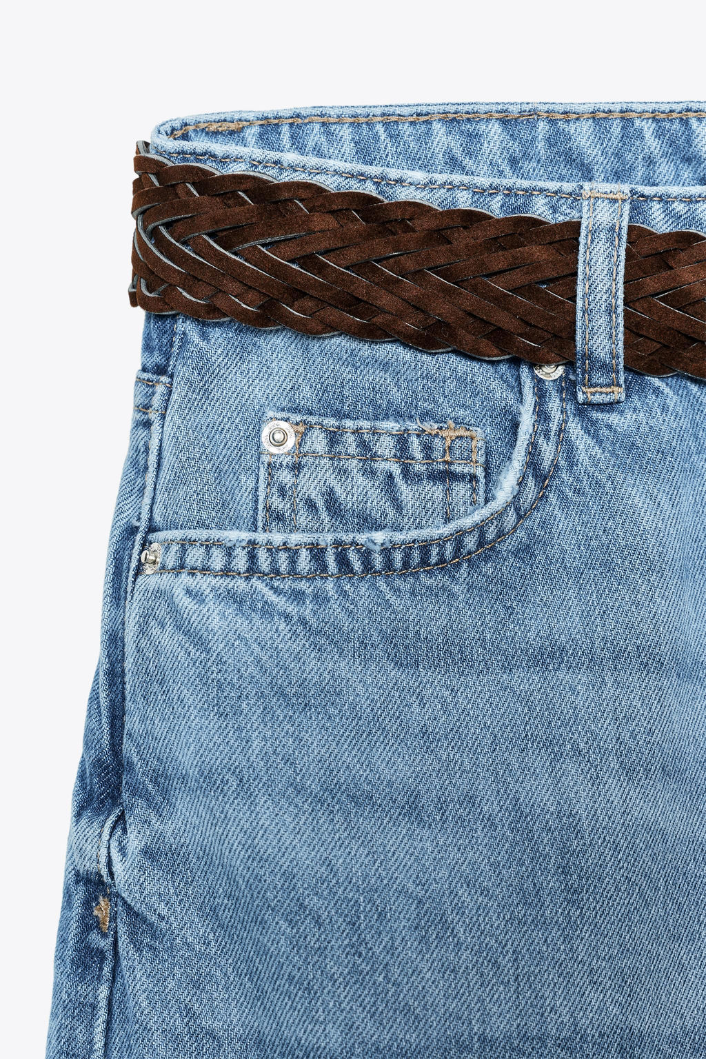Z1975 HIGH-WAIST WIDE-LEG FULL-LENGTH JEANS WITH BELT - Zara фото 8