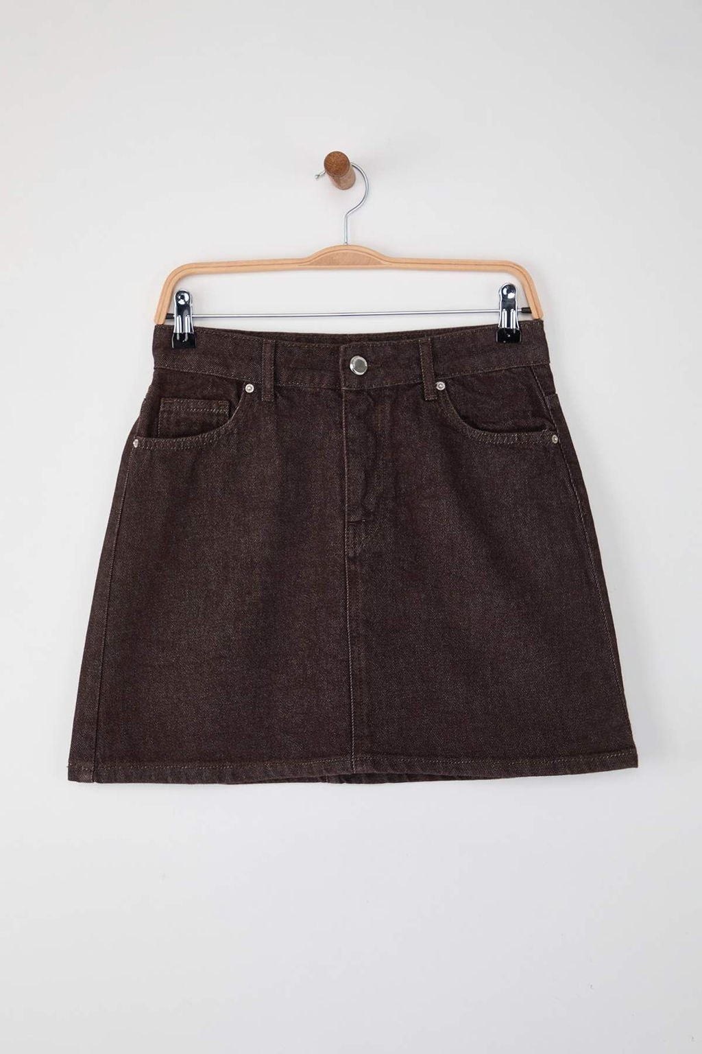 Kahverengi Mini Basic Denim Etek TWOAW26ET00049