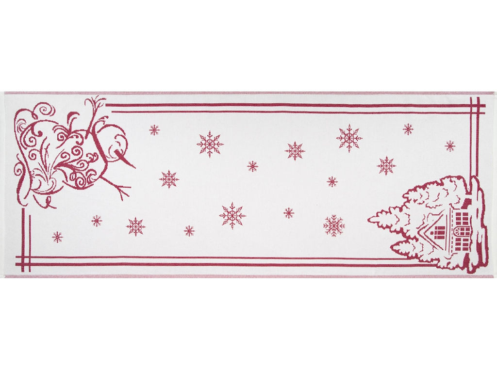 Полотенце х/б 9с23.111ж1 Снеговик и домик1(ДТЭ бордовый 50х140см