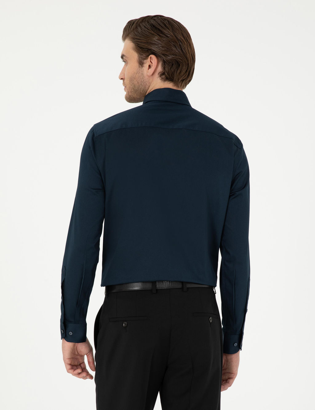 Lacivert Ex. Slim Fit Uzun Kollu Basic G_mlek