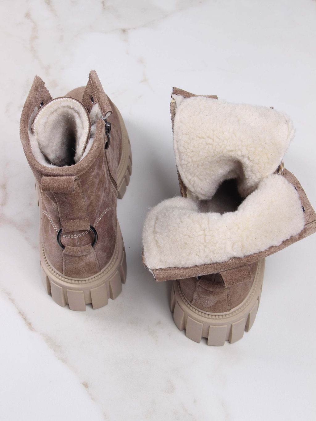 Ботинки 329.21153bе. серо коричневый замша/Байка