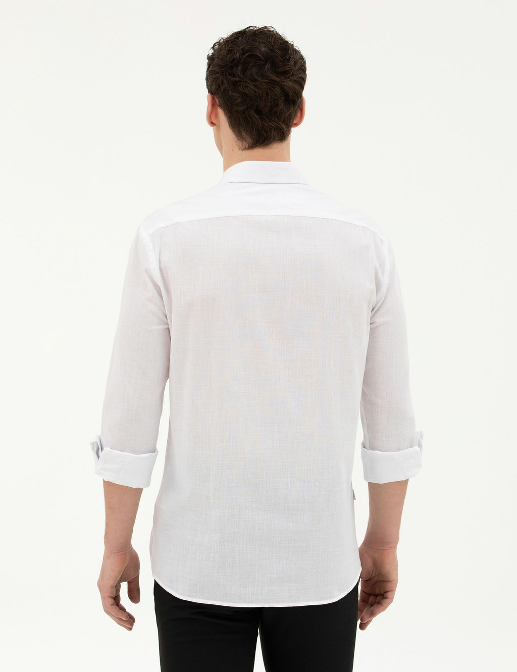 Рубашка Pierre Cardin Slim Fit белая с длинным рукавом