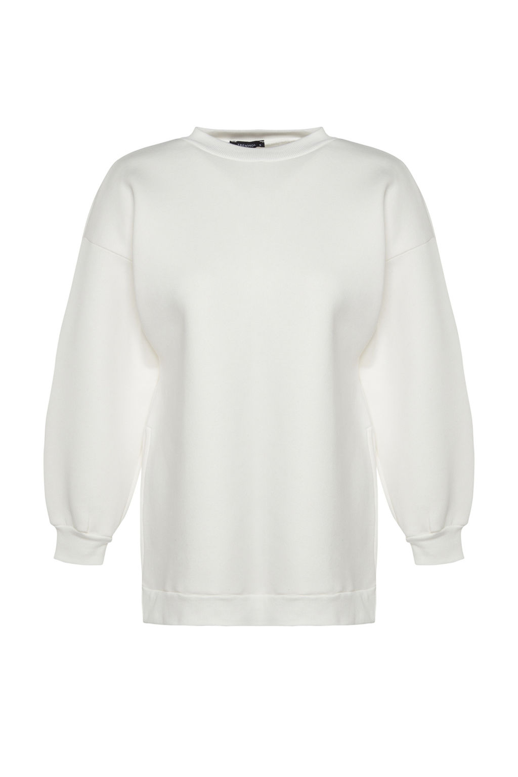 Ekru Oversize/Genis Kal?p Y?rtmac Detayl? Kal?n Ici Polarl? Orme Sweatshirt TWOAW23SW00195