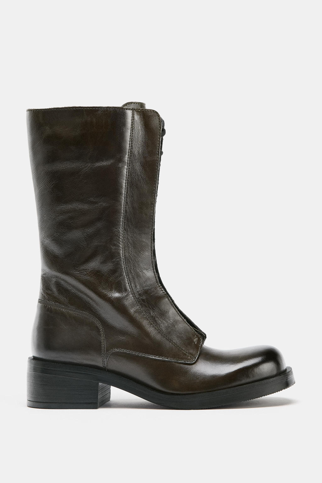 LEATHER LACE-UP ANKLE BOOTS - Zara фото 8