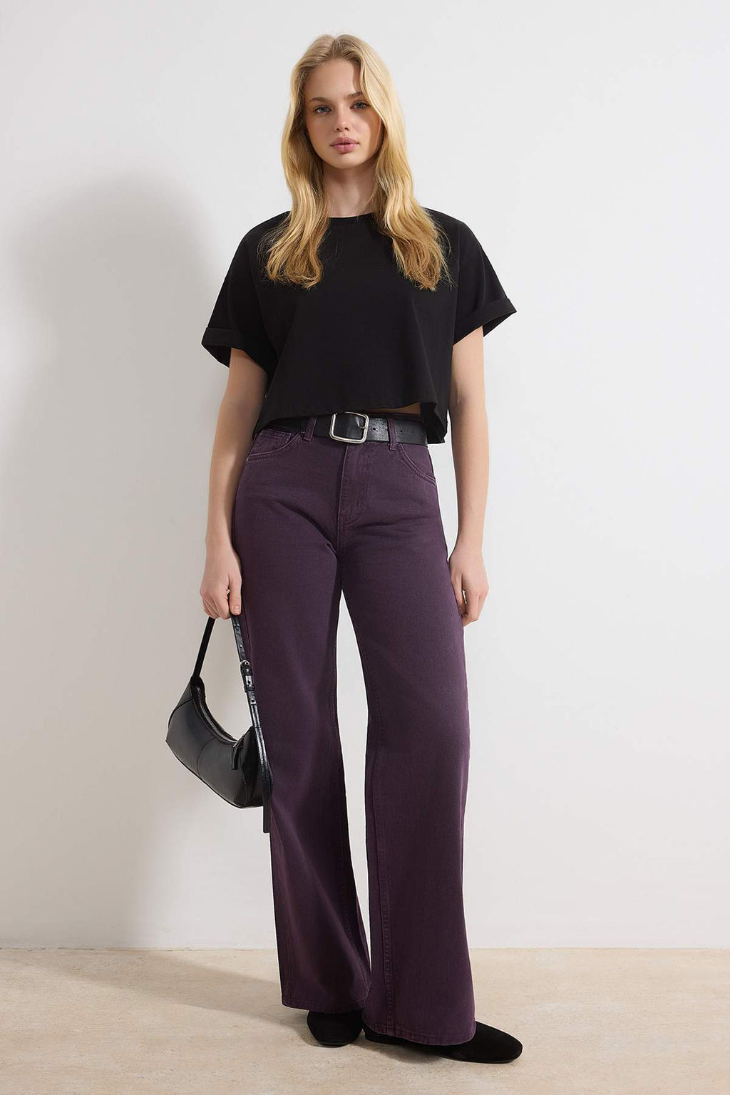 Mor Y?kama Efektli Yuksek Bel %100 Pamuk Uzun Boy Wide Leg Jeans TWOSS26JE00047 - Trendyolmilla фото 3