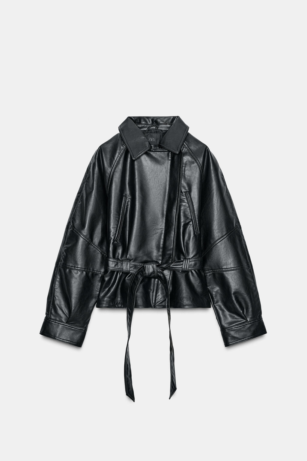 FAUX LEATHER PEPLUM JACKET - Zara фото 7