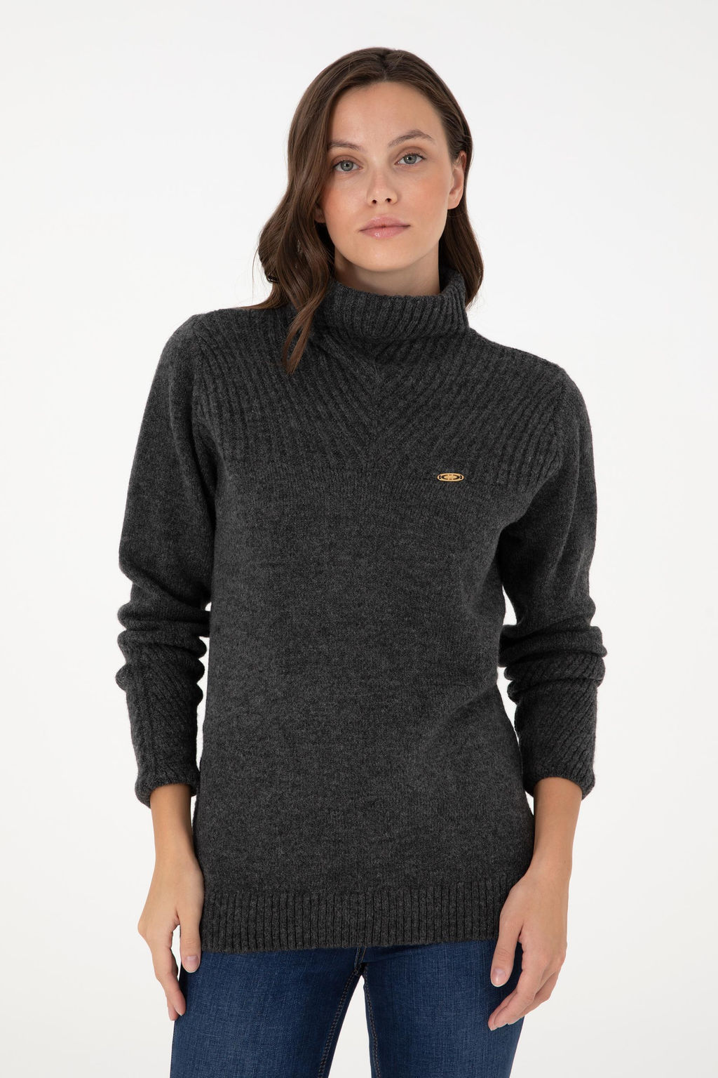 Женская водолазка антрацитового меланжевого цвета Неожиданная скидка в корзине - U.s. polo assn фото 3