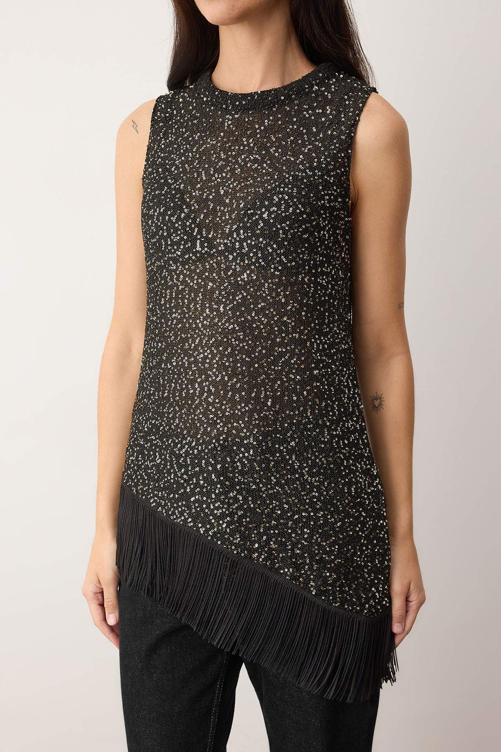 Siyah Pul Payetli Puskul Detayl? Triko Ince Bluz TWOAW26BZ00359 - Trendyolmilla фото 4