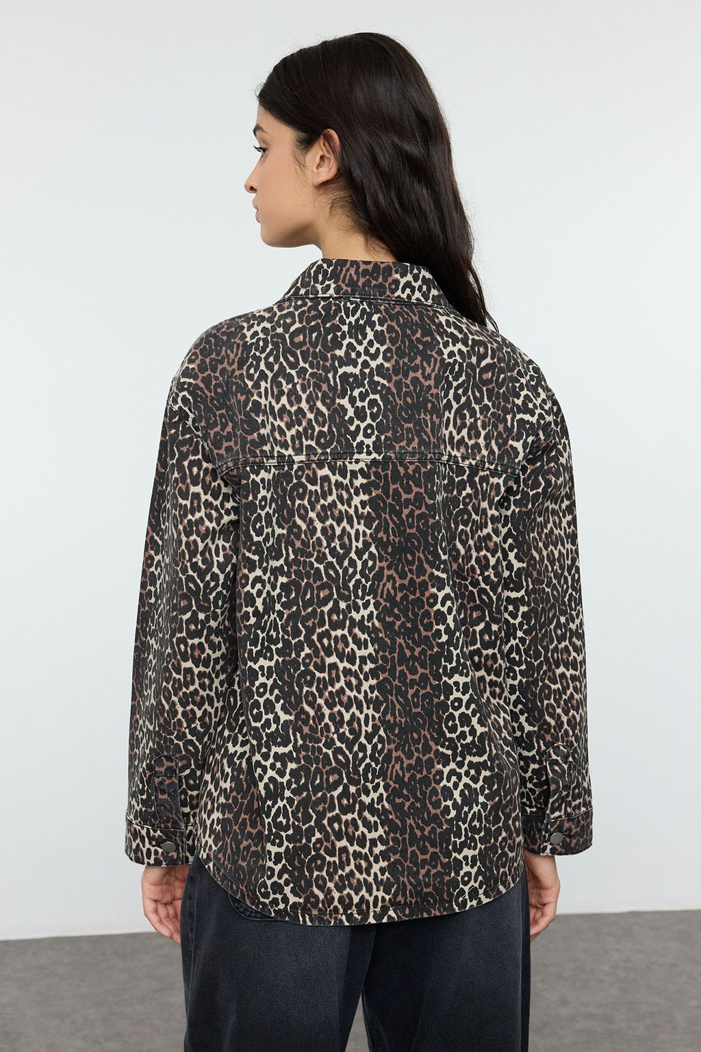 TRENDYOLMILLA Cok Renkli Animal Leopar Desen Dokuma Blazer Ceket TWOAW25BC00042  фото 5
