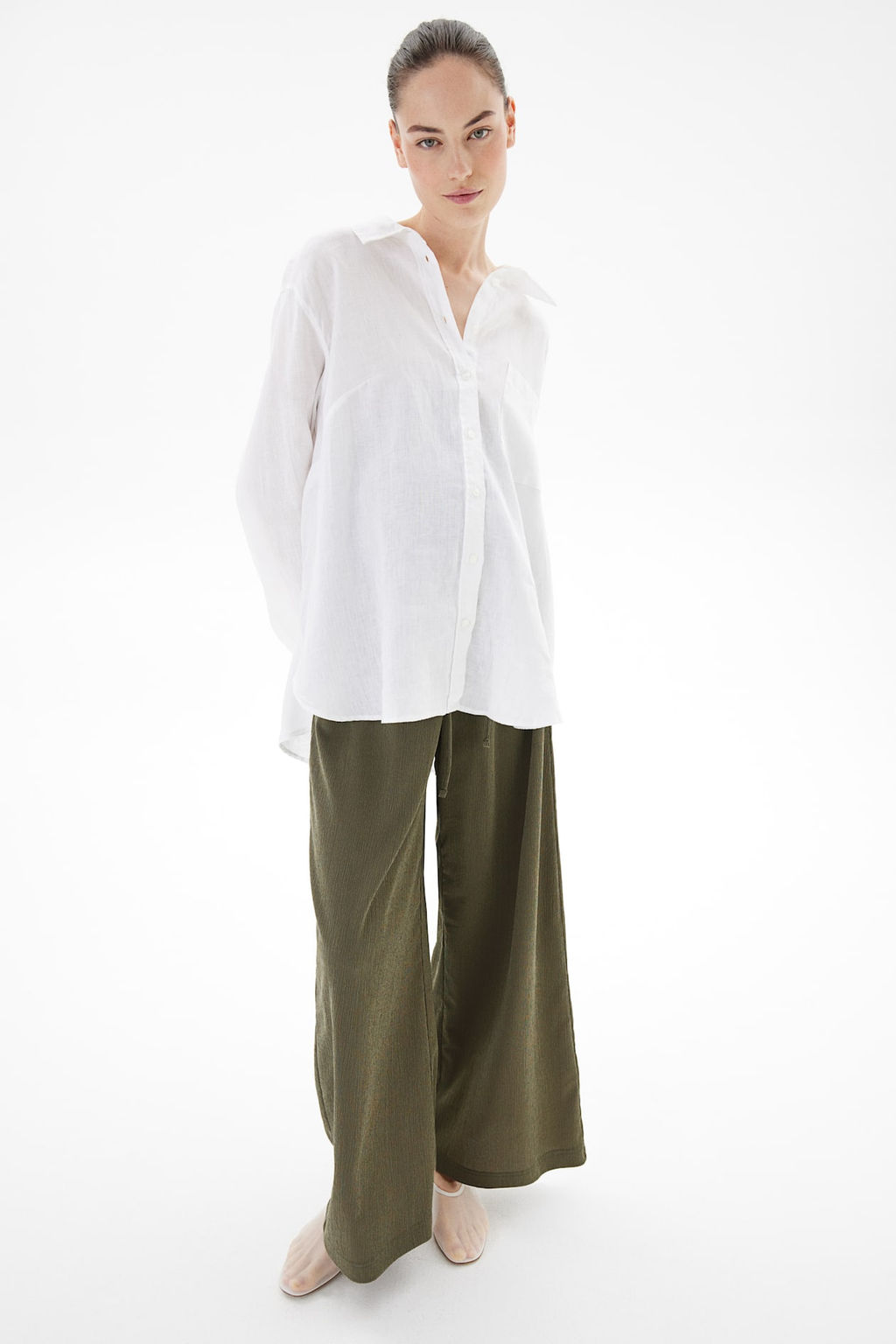 MAMA Pantalon con efecto arrugado - H&m фото 3