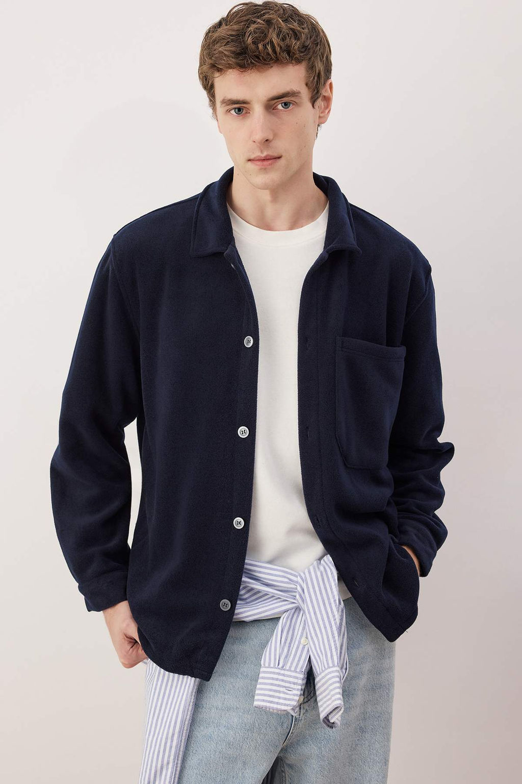 Lacivert Polar Regular/Normal Kesim Cep Detayl? Gomlek TMNAW26GO00028