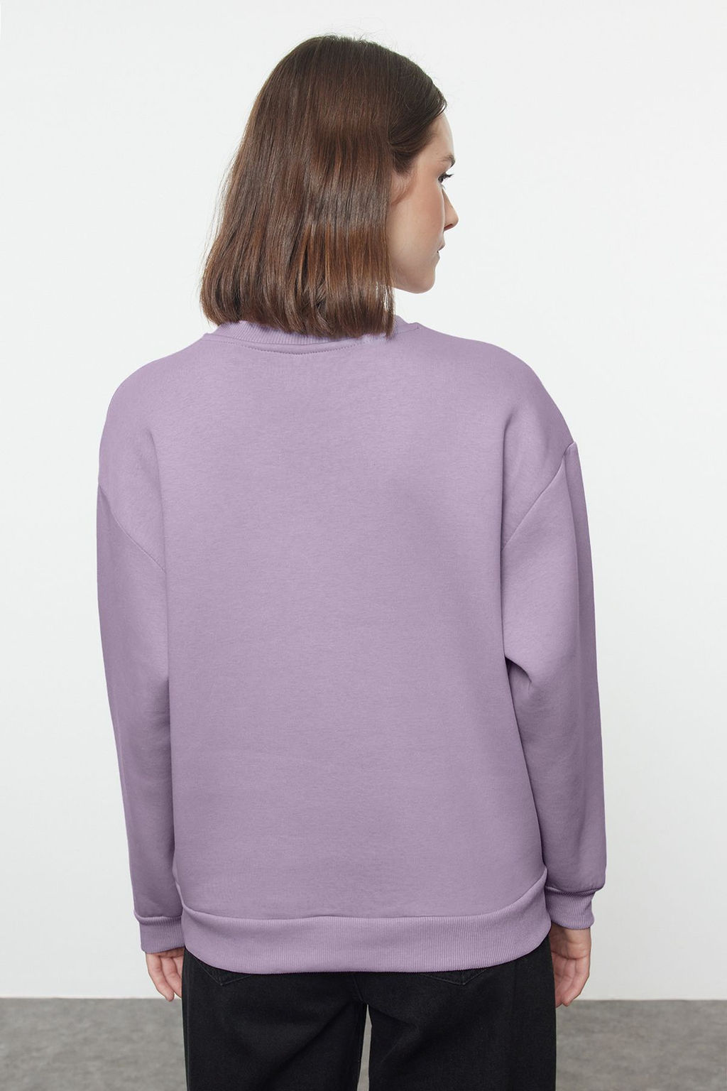 Lila Animal Nak?sl? Regular/Normal Kal?p Kal?n Ici Polarl? Orme Sweatshirt TWOAW24SW00196