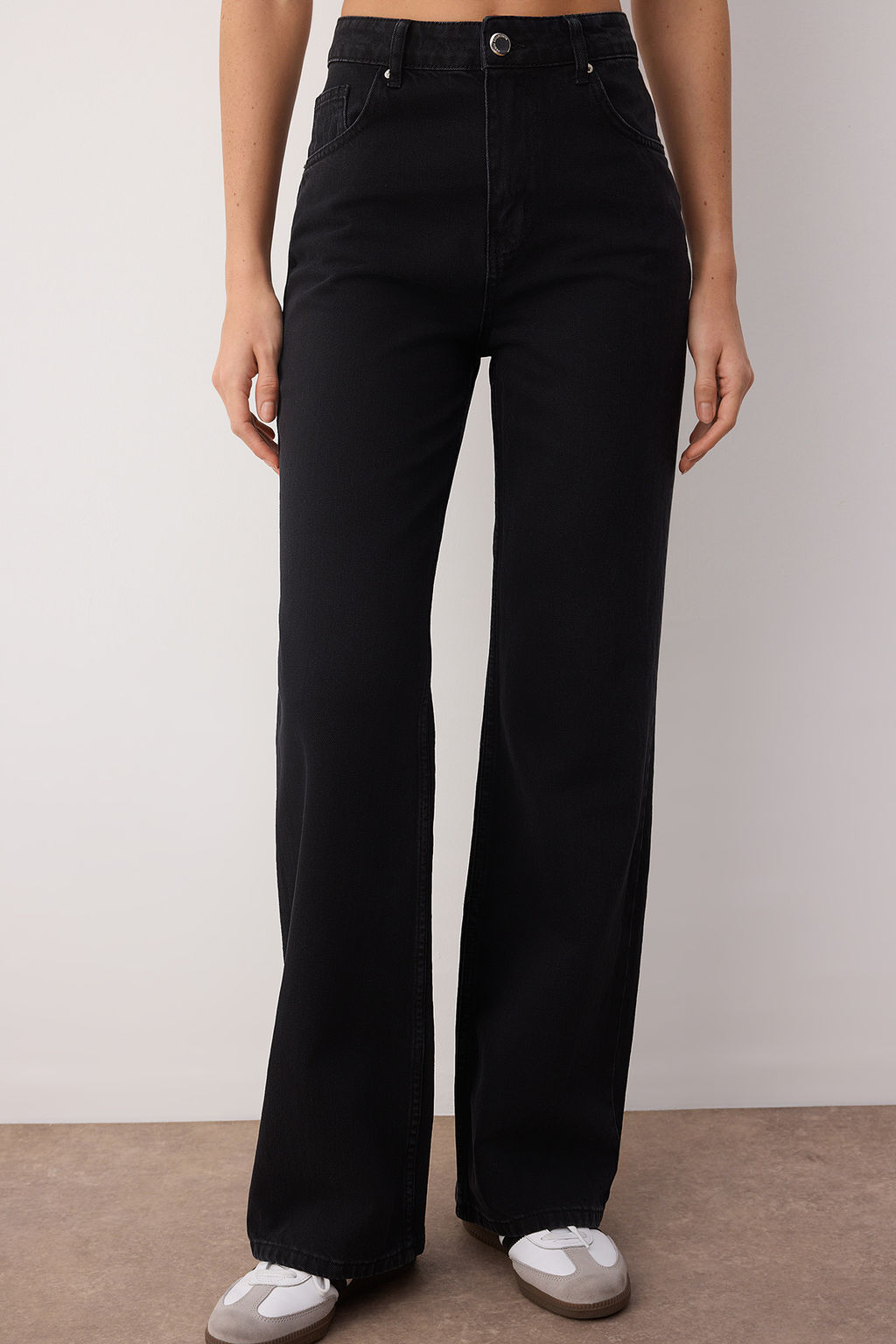 Siyah Normal Bel Wide Leg Jeans TWOSS25JE00056 - Trendyolmilla фото 3