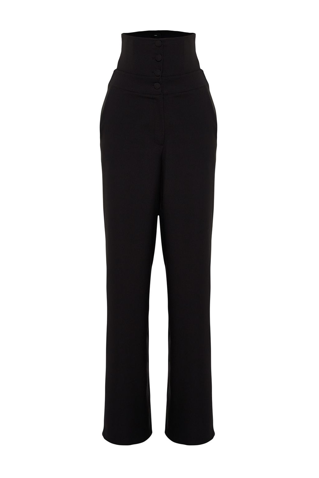Siyah Korse Detayl? Dokuma Pantolon TPRSS23PL00033