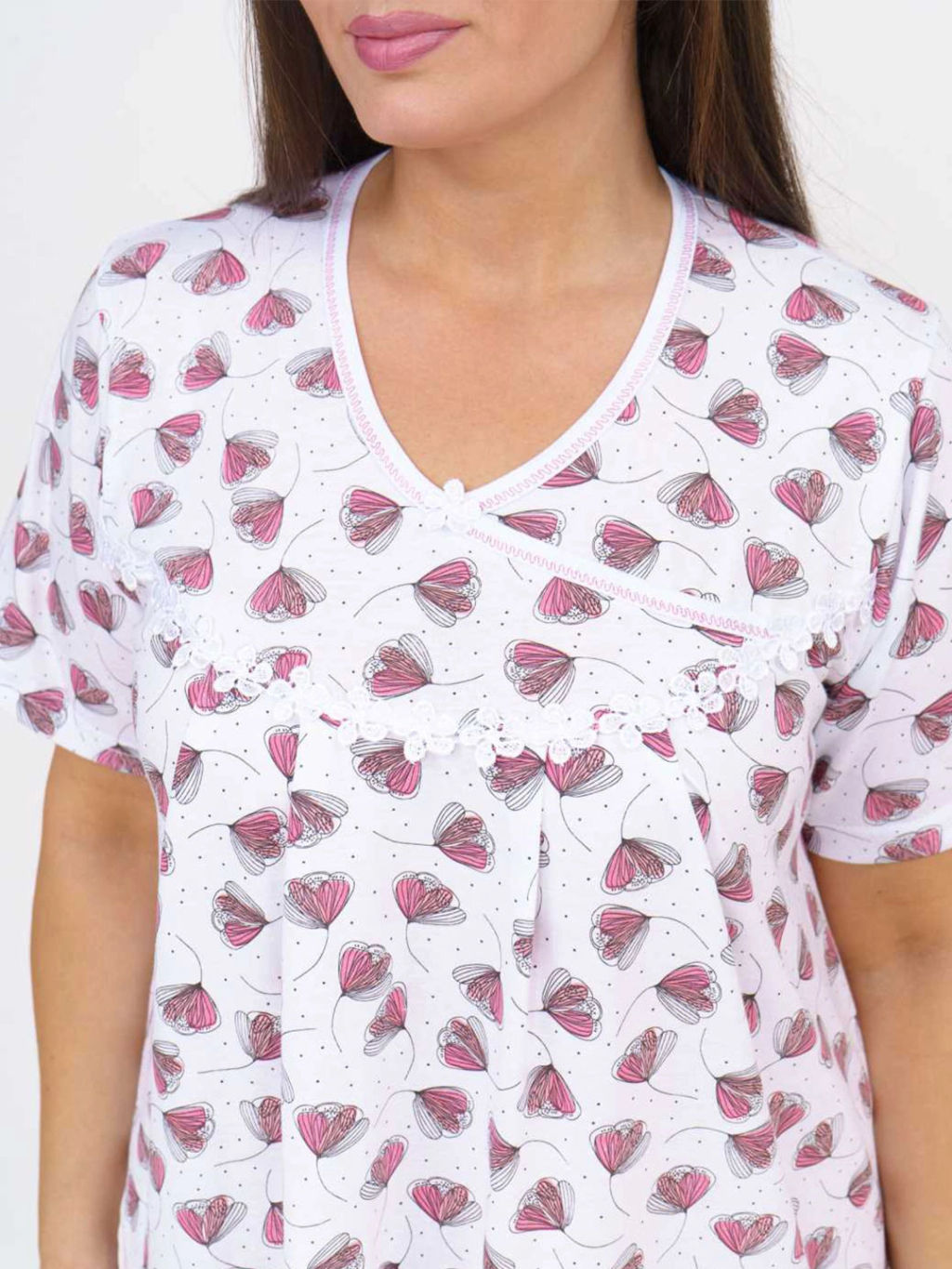 Ночная сорочка женская, цвет белый розовый